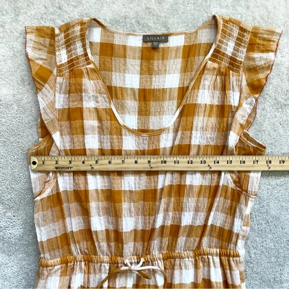 LILLA P SEMI SHEER PLAID DRESS SIZE LARGE PREPPY EFFORTLESS CASUAL Picnic Pin Up - Picture 10 of 14